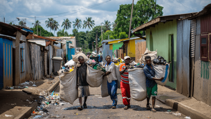 Mozambico, la raccolta dei rifiuti in una città ritirati solo in 5 quartieri su diciannove