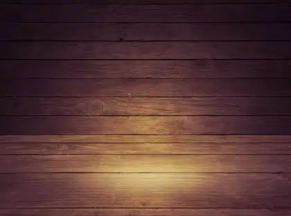 Scarpe da ballo e maschera su parquet sotto un riflettore, atmosfera di tensione prima dello show