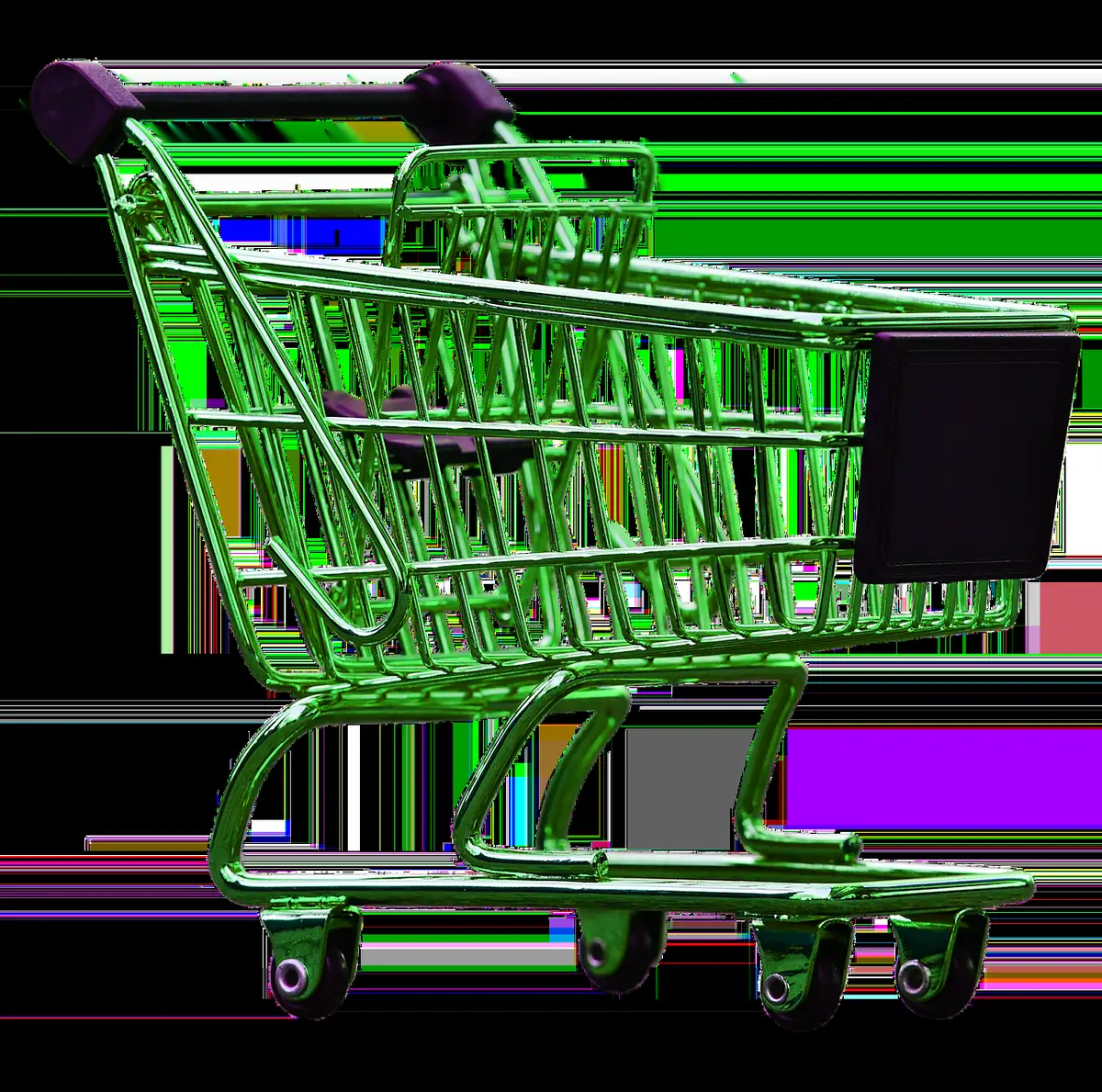 Carrello della spesa con prodotti animali etichettati