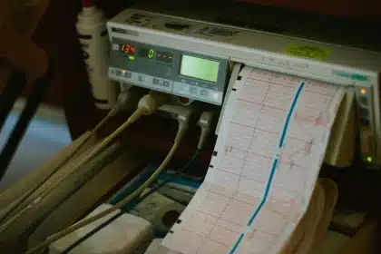 Sala server con silhouette e monitor sfocati che mostrano grafici