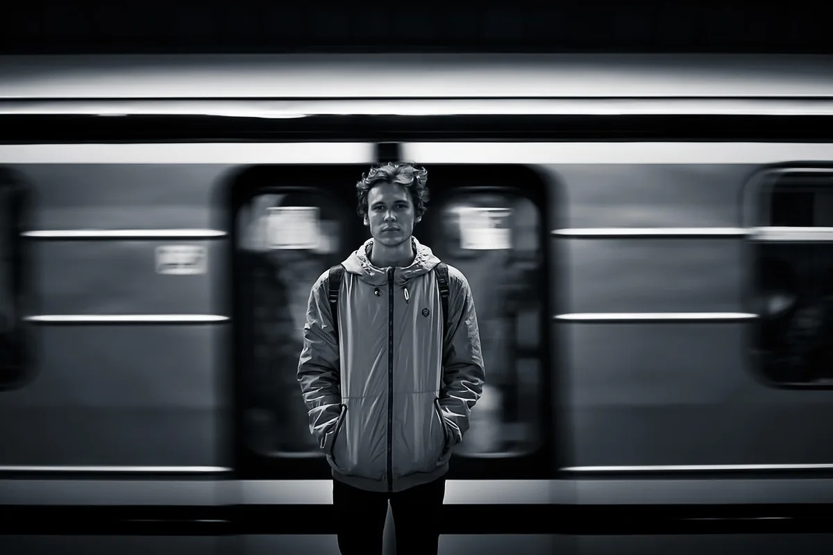 Vaghe silhouette di pendolari vicino a tornelli chiusi in una stazione della metropolitana